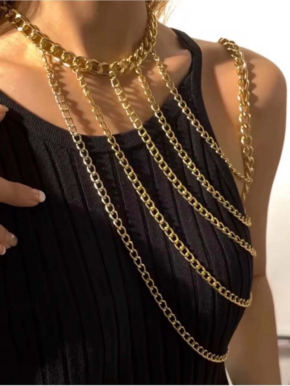 Gold Layered Chain Body Necklace